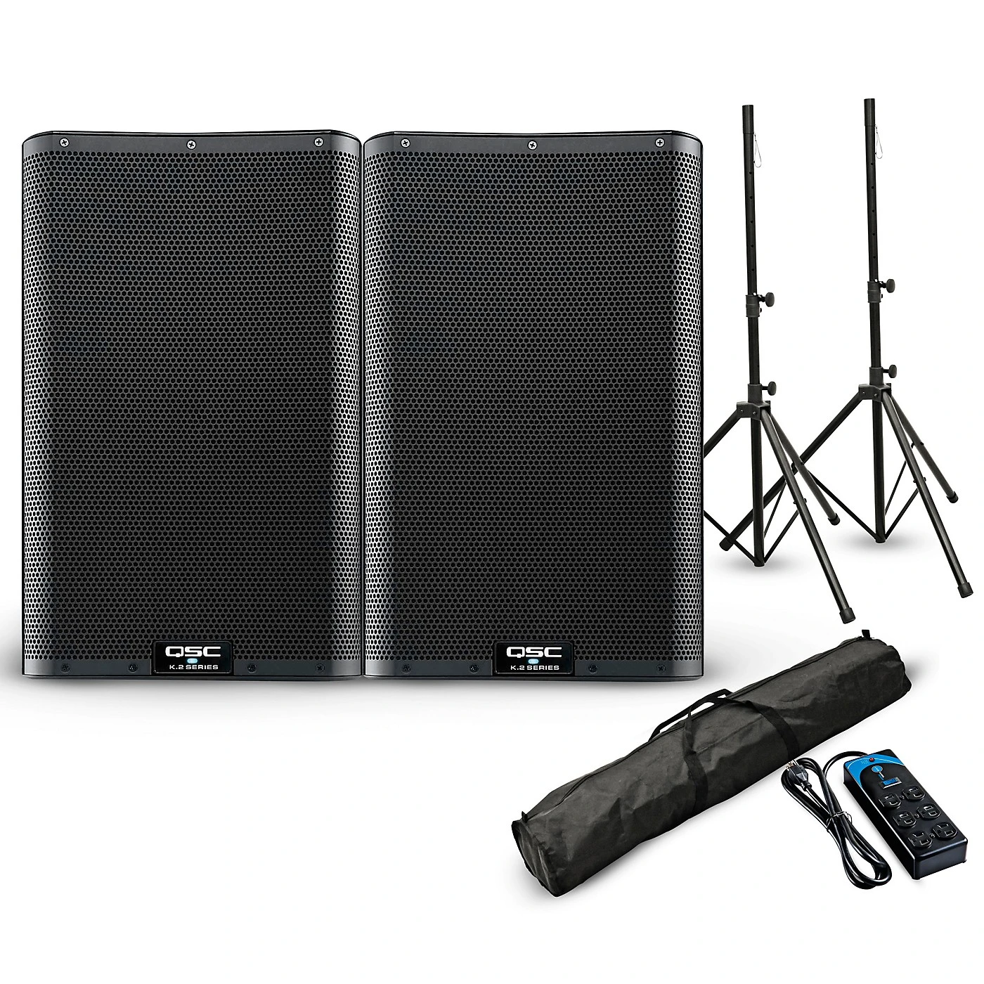 Flash Sale ???? QSC QSC K12.2 12" 2,000W Powered Speaker Pair With Stands And Power Strip ???? 3 Flash Sale ???? QSC QSC K12.2 12" 2,000W Powered Speaker Pair With Stands And Power Strip ????
