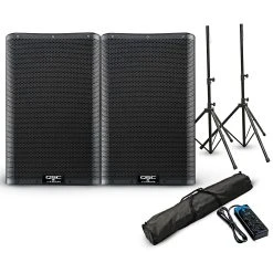 Budget ???? QSC QSC K10.2 10" Powered Speaker Pair With Stands And Power Strip ????