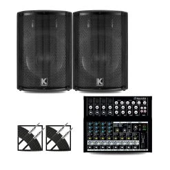 Budget ???? Mackie Mackie Mix12FX Mixer And Kustom HiPAC Speakers 12" Mains ????