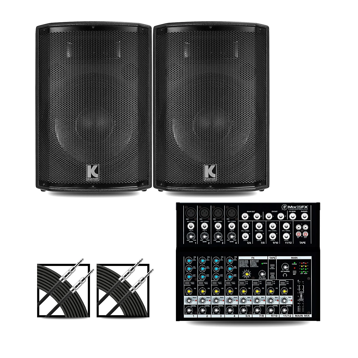 Budget ???? Mackie Mackie Mix12FX Mixer And Kustom HiPAC Speakers 12" Mains ???? 3 Budget ???? Mackie Mackie Mix12FX Mixer And Kustom HiPAC Speakers 12" Mains ????