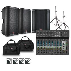 Best deal ???? Harbinger Harbinger LV14 Mixer Package With VARI V2300 Powered Speakers, VARI 2318S Subwoofer, Stands, Cables And Tote Bags 15" Mains ✔️