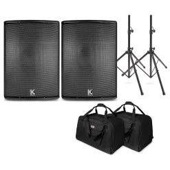 Cheap ???? Kustom Kustom KPX Passive Speaker Package With Stands And Tote Bags 15" Mains ✔️