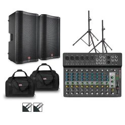 Best deal ⌛ Harbinger Harbinger LV14 Mixer With VARI V2300 Powered Speakers, Stands, Cables And Tote Bags 15" Mains ????