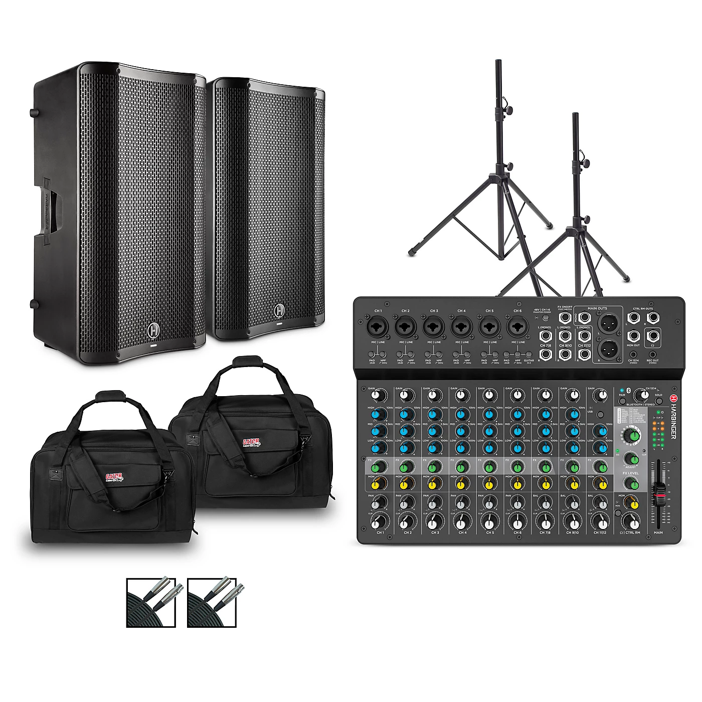 Deals ???? Harbinger Harbinger LV14 Mixer With VARI V4100 Powered Speakers, Stands, Cables And Tote Bags 15" Mains ❤️ 3 Deals ???? Harbinger Harbinger LV14 Mixer With VARI V4100 Powered Speakers, Stands, Cables And Tote Bags 15" Mains ❤️