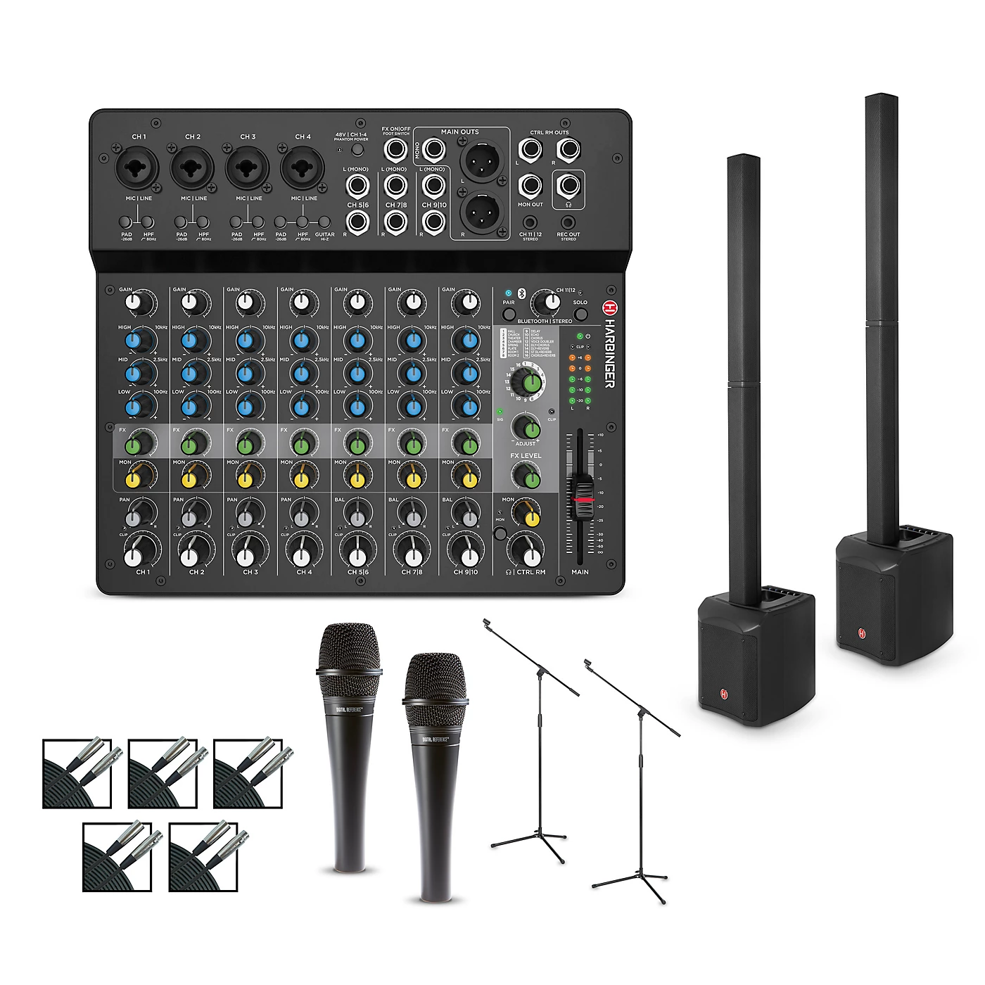 Brand new ✔️ Harbinger Harbinger LV12 Mixer Package With MLS900 Pair, Mics, Stands And Cables ???? 3 Brand new ✔️ Harbinger Harbinger LV12 Mixer Package With MLS900 Pair, Mics, Stands And Cables ????